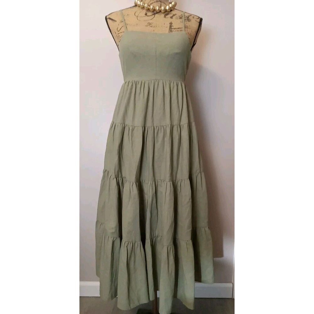 Petal & Pup Olive Green Midi Dress
